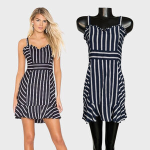 Parker Navy and White Striped Ruffle Hem Sundress